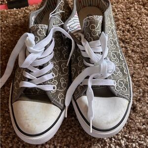 Women's Lace-Up Sneakers - White and Gray